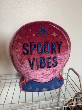 cupcakes & cashmere Pink and Navy Velvet Embellished Decorative Pillow